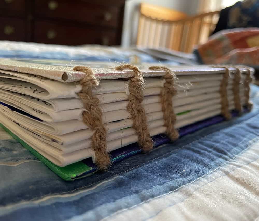 My watercolor journal spine coptic book binding