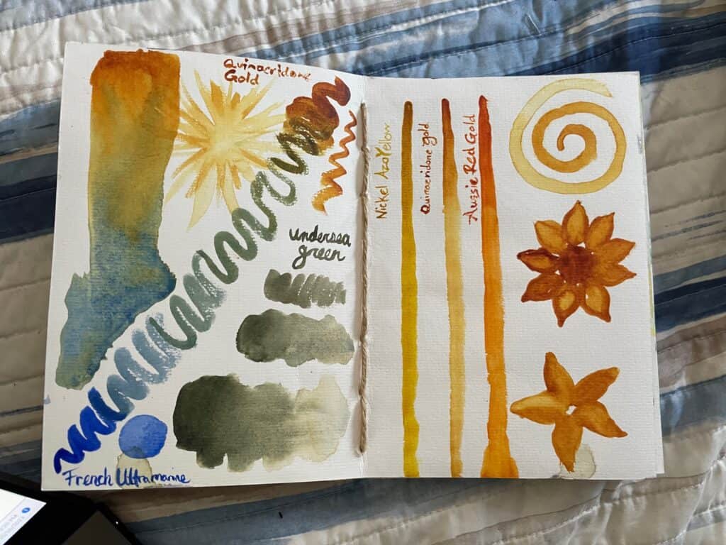 Testing out paints in my Coptic bound watercolor journal.