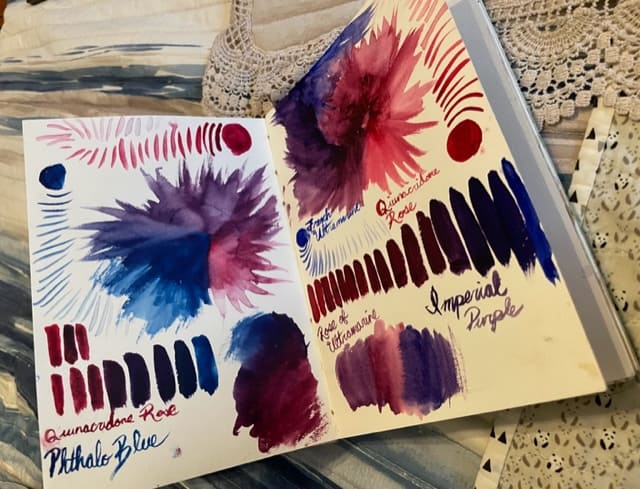 Color mixing experiments in my watercolor journal