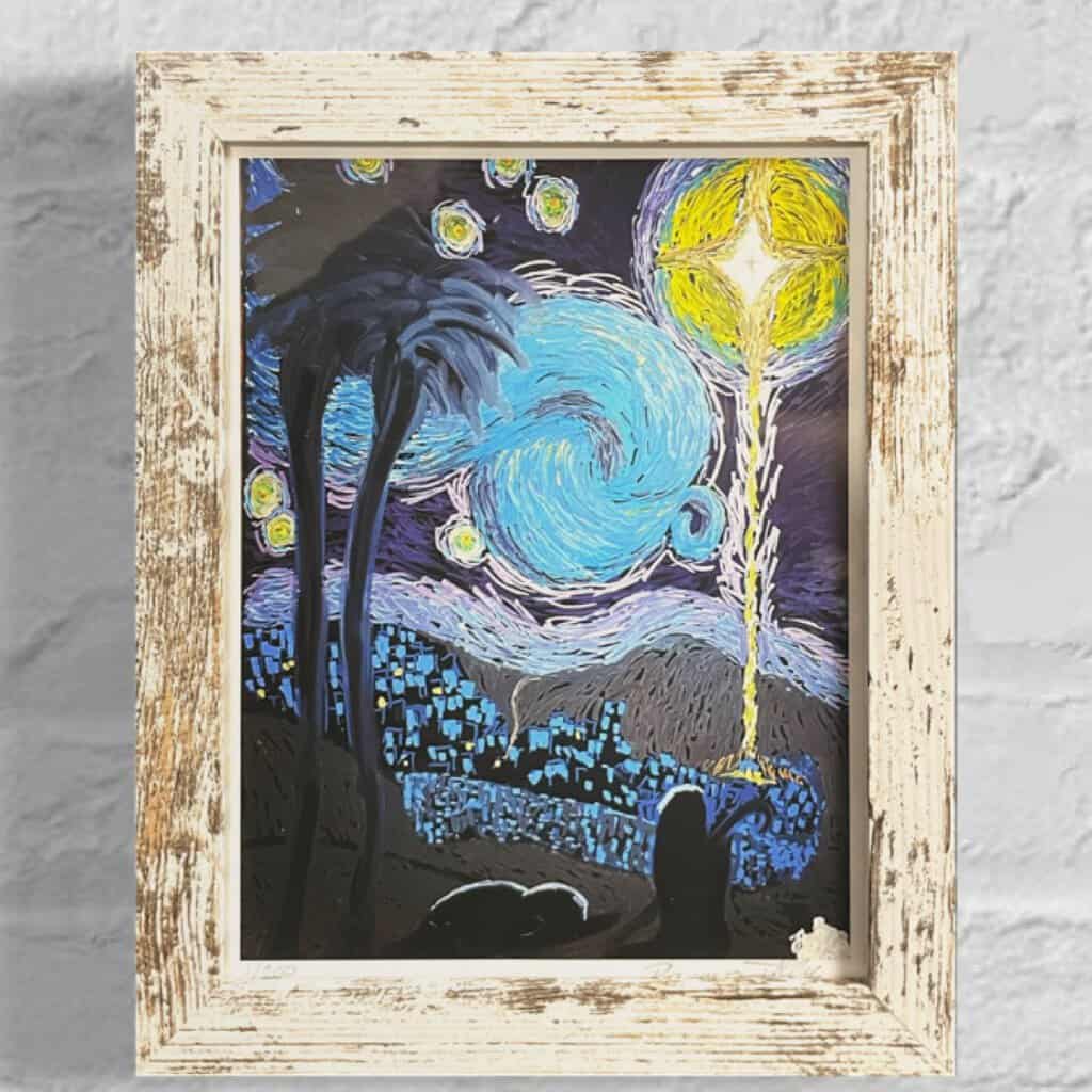 starry night over bethlehem fine art giclee print inspired by vincent van gogh starry night