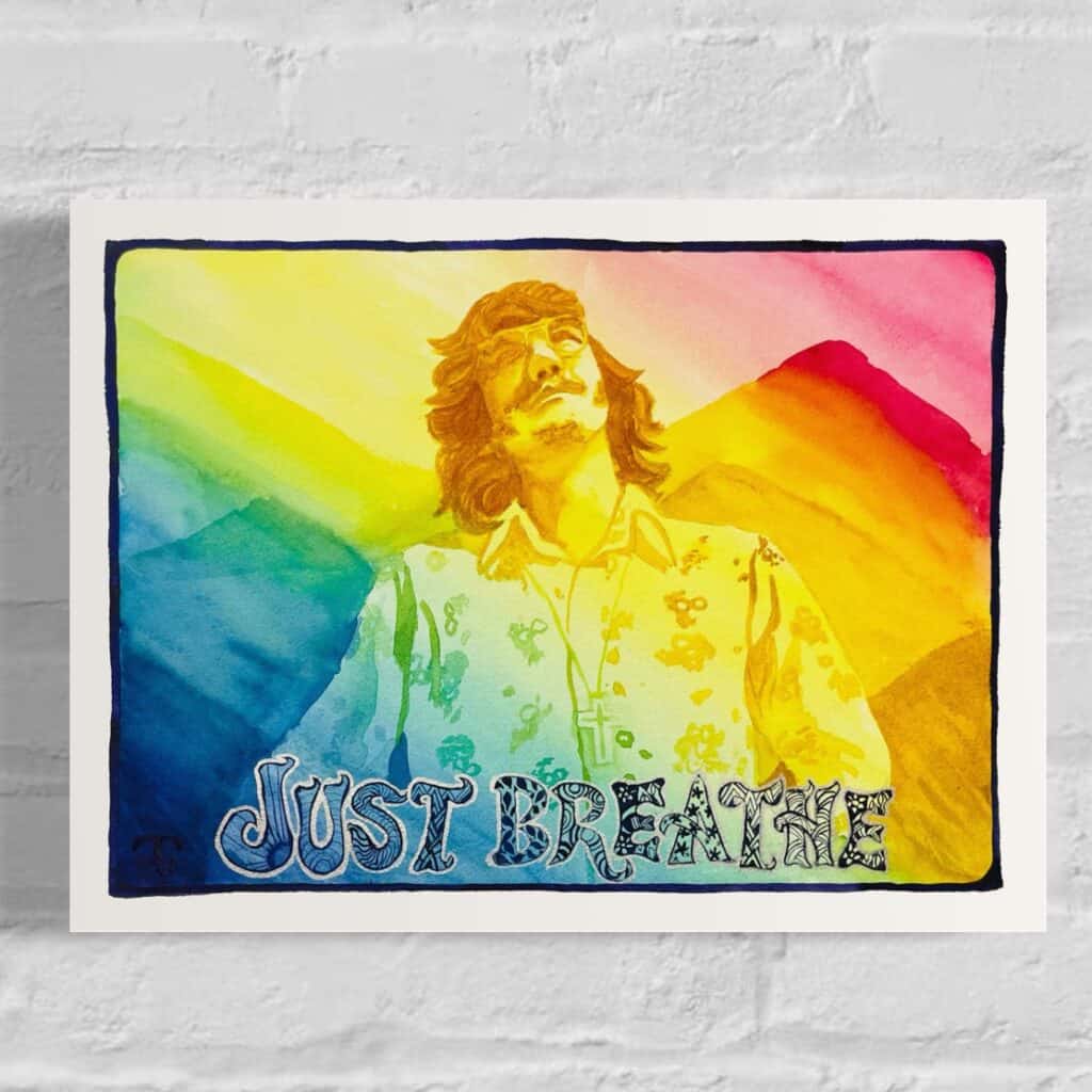 just breathe watercolor fine art giclee print symbolizing hope for the blue ridge mountains in western north carolina after hurricane helene