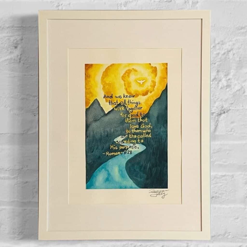 romans 8:28 original watercolor painting and fine art giclee prints christian art