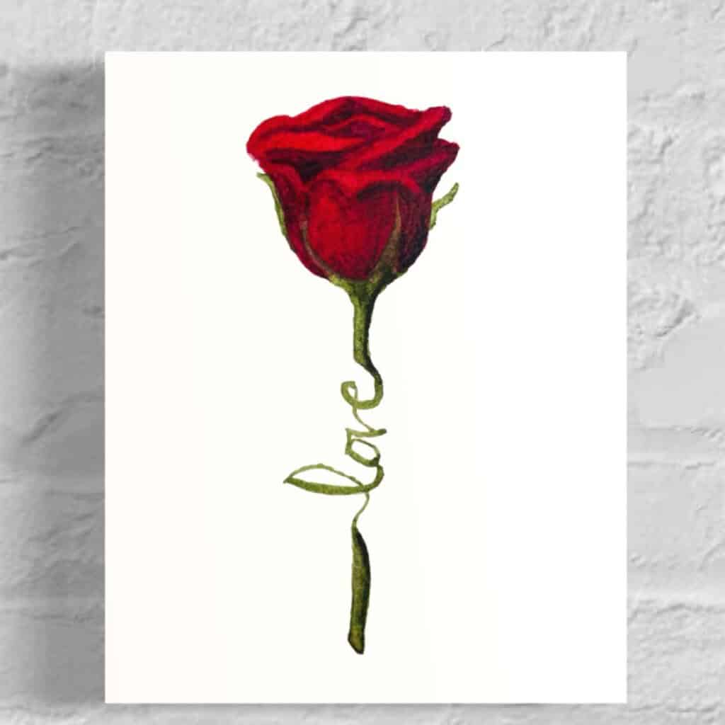 Love Rose Flowers of the Spirit Collection by Raeanna Tilly the Artist of Hope, watercolor art, floral art, scripture art