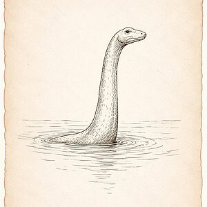 Field Notes Loch Ness Monster WaterHorse Kelpie Legend Sketch