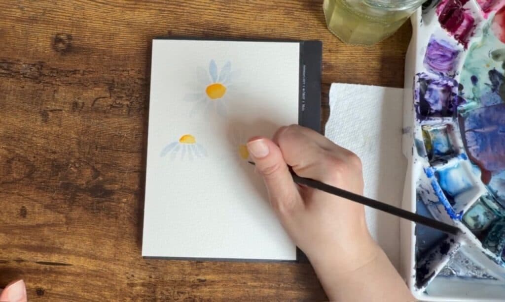 Adding french ultramarine petals to the watercolor daisy tutorial