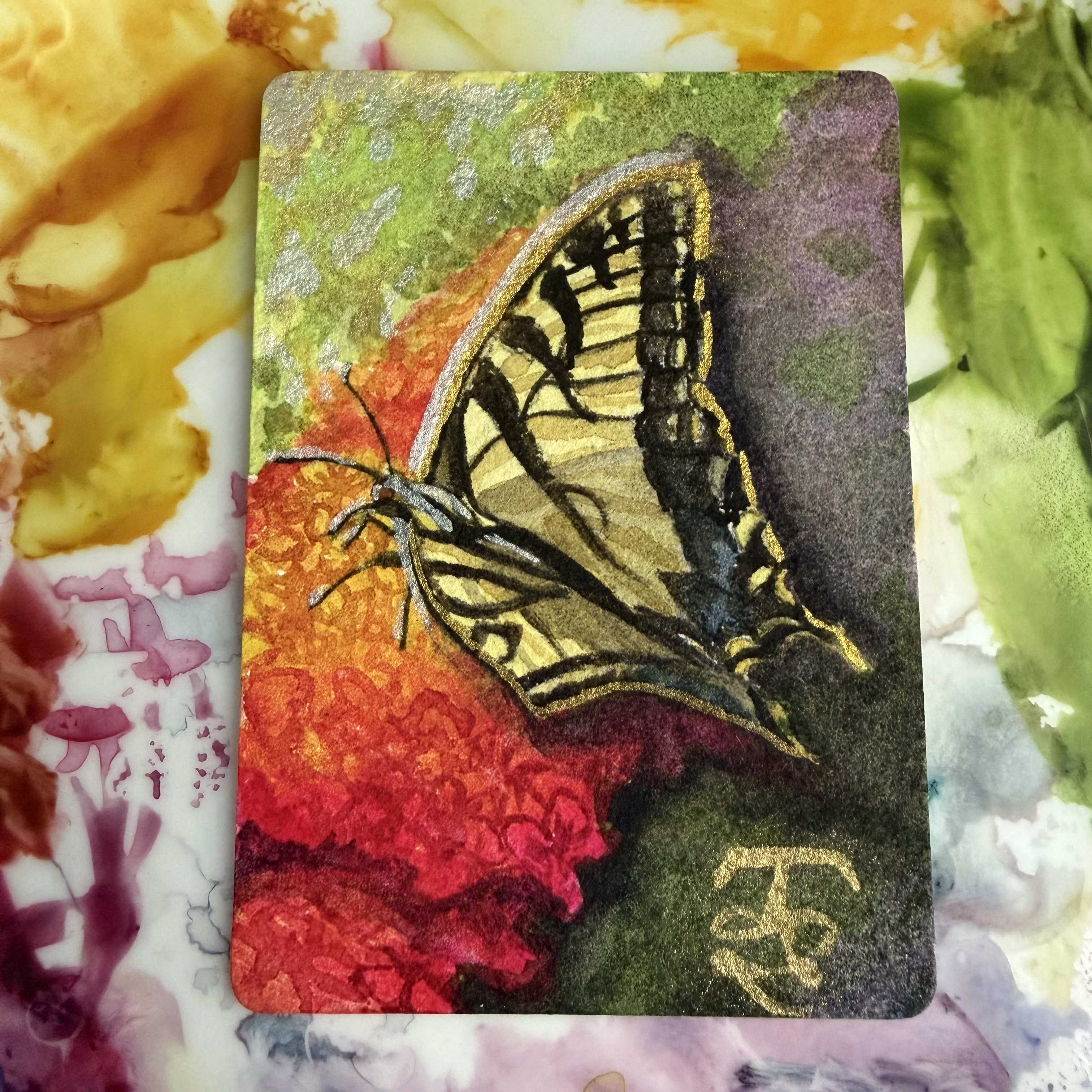 Butterfly & Lantana ACEO Watercolor Miniatures Raeanna Tilly