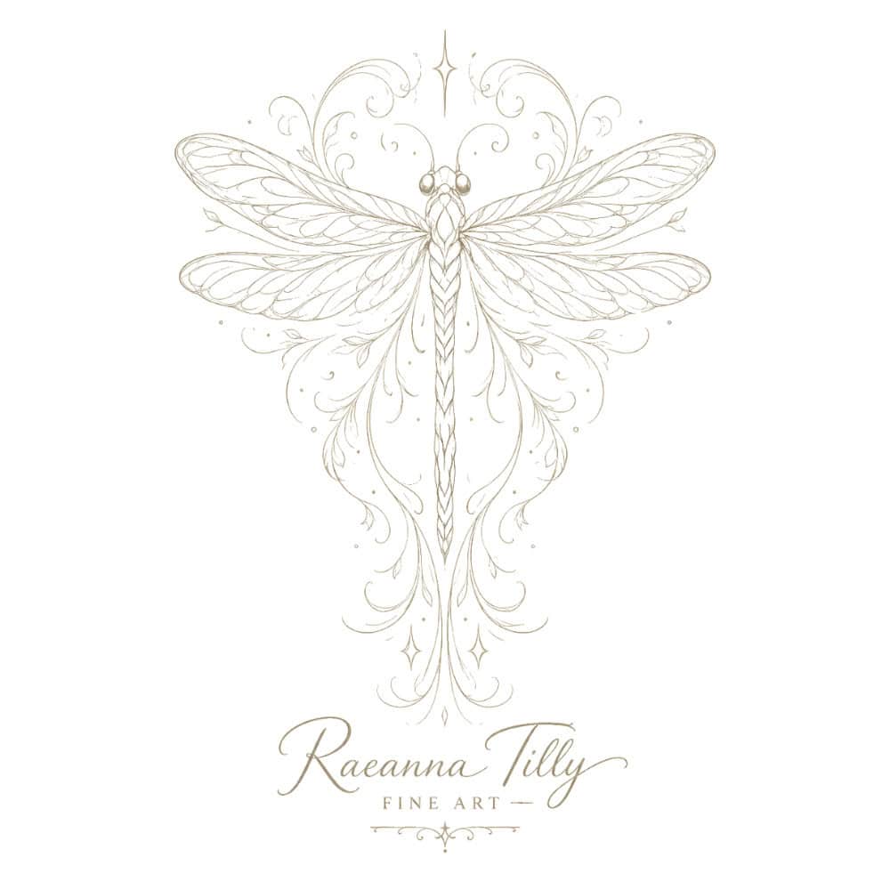 Raeanna Tilly Fine Art Dragonfly Logo drawing