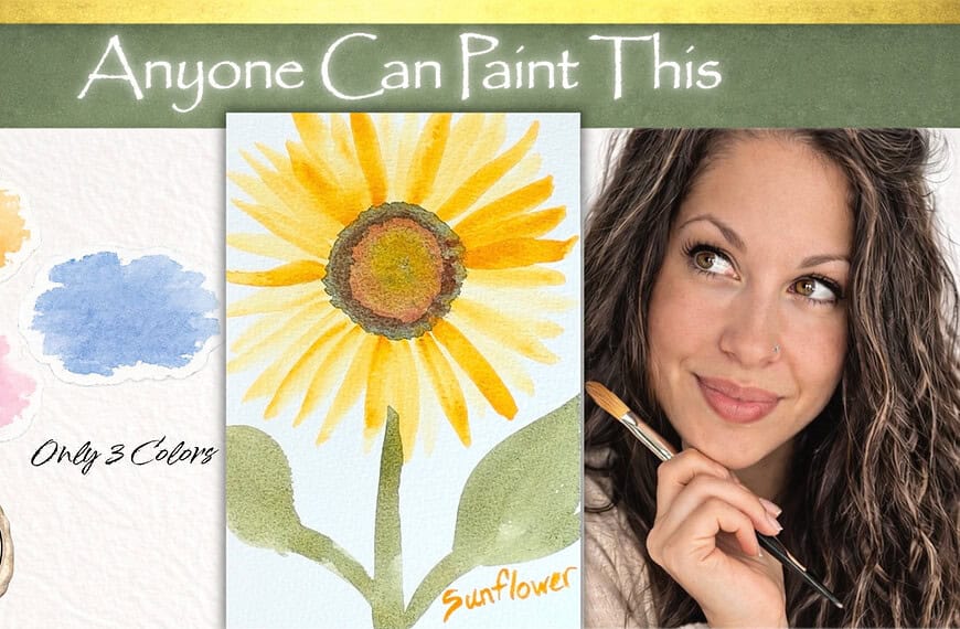 Sunflower watercolor tutorial for easy beginner level watercolor art