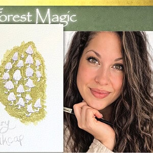 fairy inkcap watercolor mushroom tutorial for beginners, easy 3 colors
